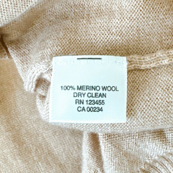 Lord & Taylor 100% Extra fine merino wool cardigan XXS tan beige - Picture 15 of 15